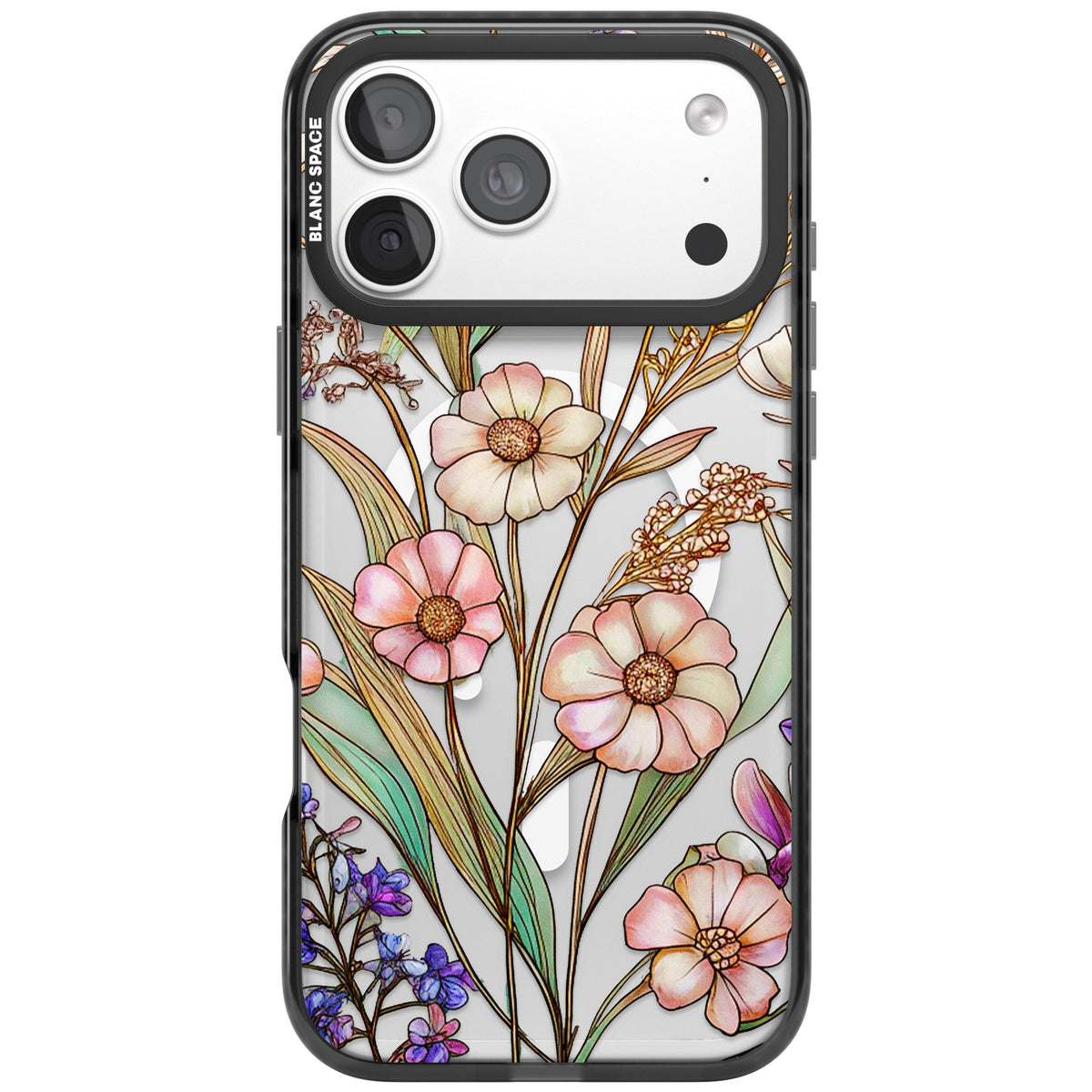 Glass Spring Flowers iPhone 18 Pro Max Impact Pro Black Phone Case front