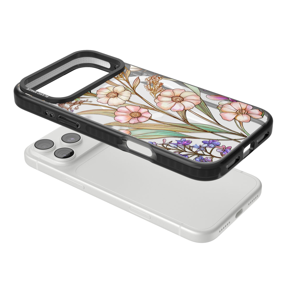 Glass Spring Flowers iPhone 18 Pro Max Impact Pro Black Phone Case angled