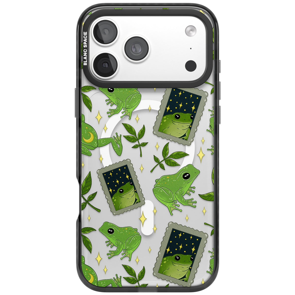 Starry Frog Stamps iPhone 18 Pro Max Impact Pro Black Phone Case front