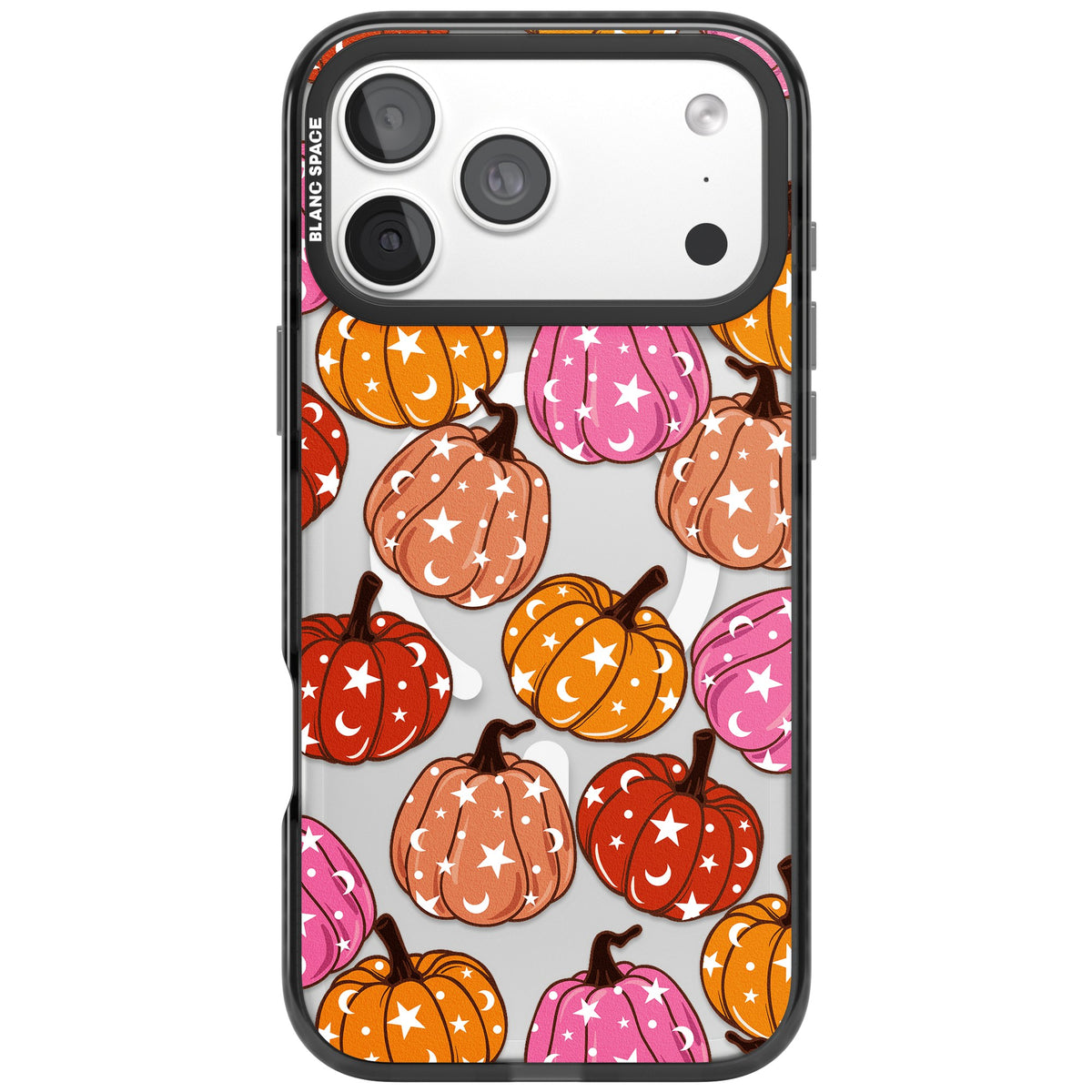 Pumpkin Starfall Pattern iPhone 18 Pro Max Impact Pro Black Phone Case front