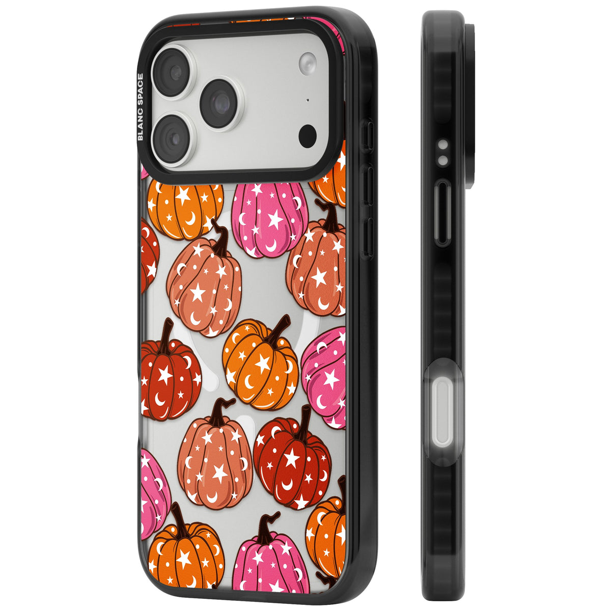 Pumpkin Starfall Pattern iPhone 18 Pro Max Impact Pro Black Phone Case side