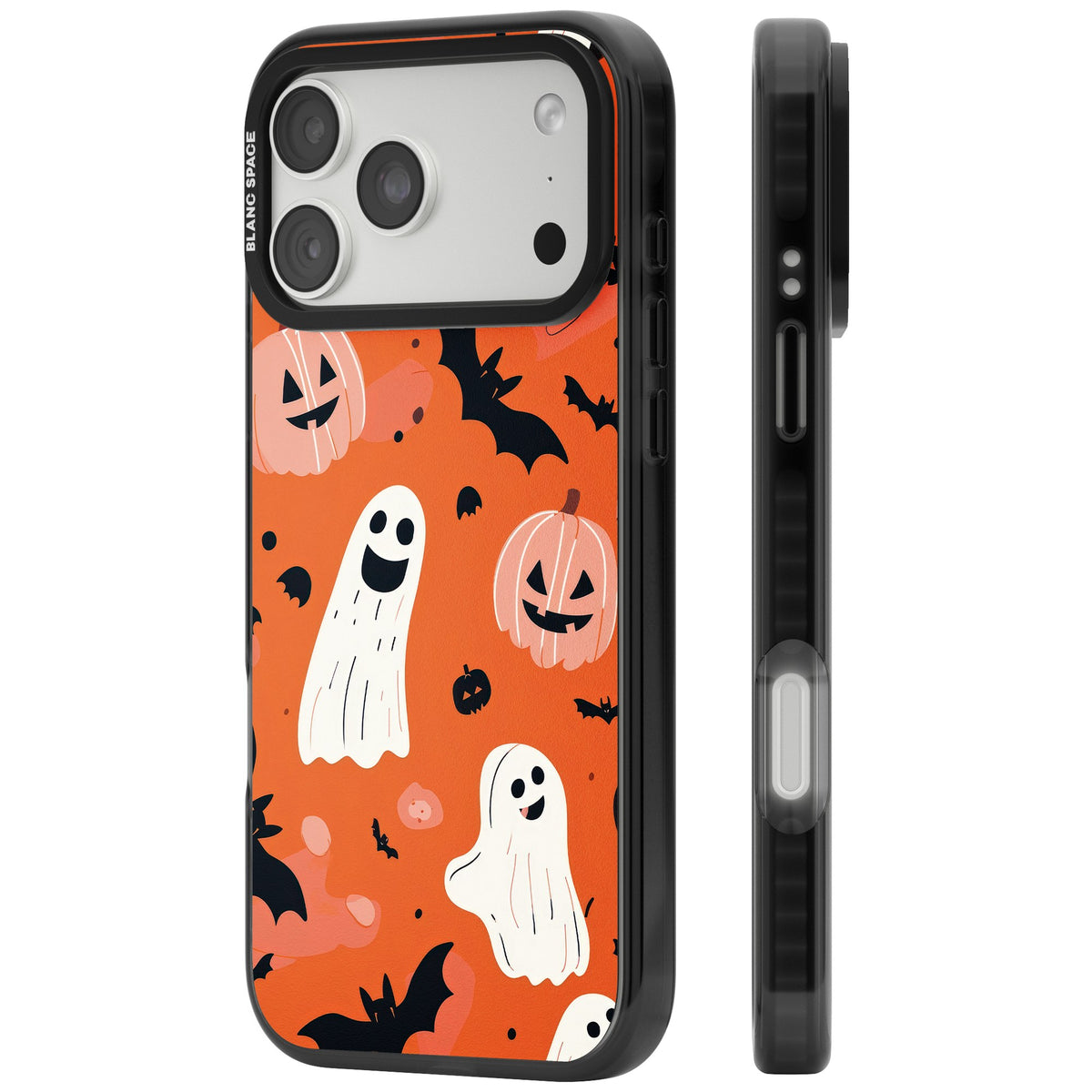Orange Halloween Pattern iPhone 18 Pro Max Impact Pro Black Phone Case side