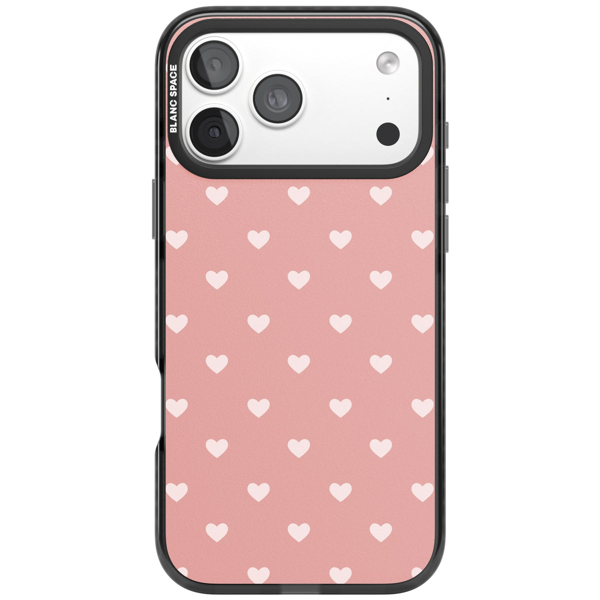 Small Heart Pattern: Pink iPhone 18 Pro Max Impact Pro Black Phone Case front