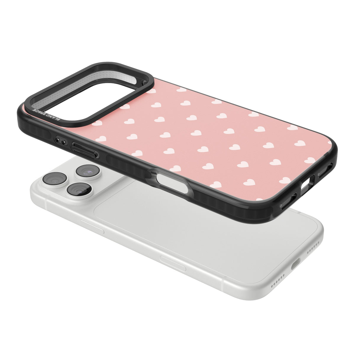 Small Heart Pattern: Pink iPhone 18 Pro Max Impact Pro Black Phone Case angled