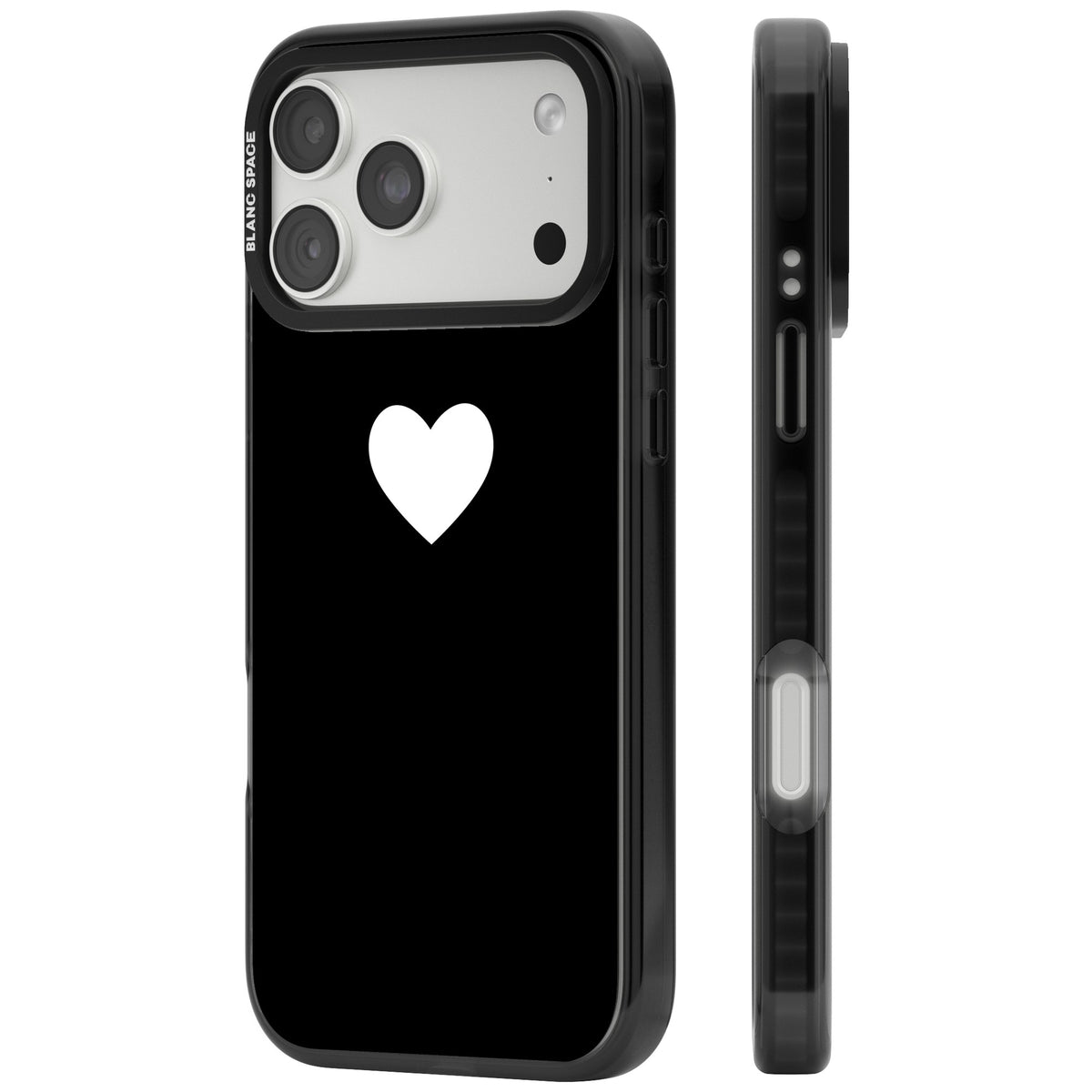 Single Heart Design: White & iPhone 18 Pro Max Impact Pro Black Phone Case side