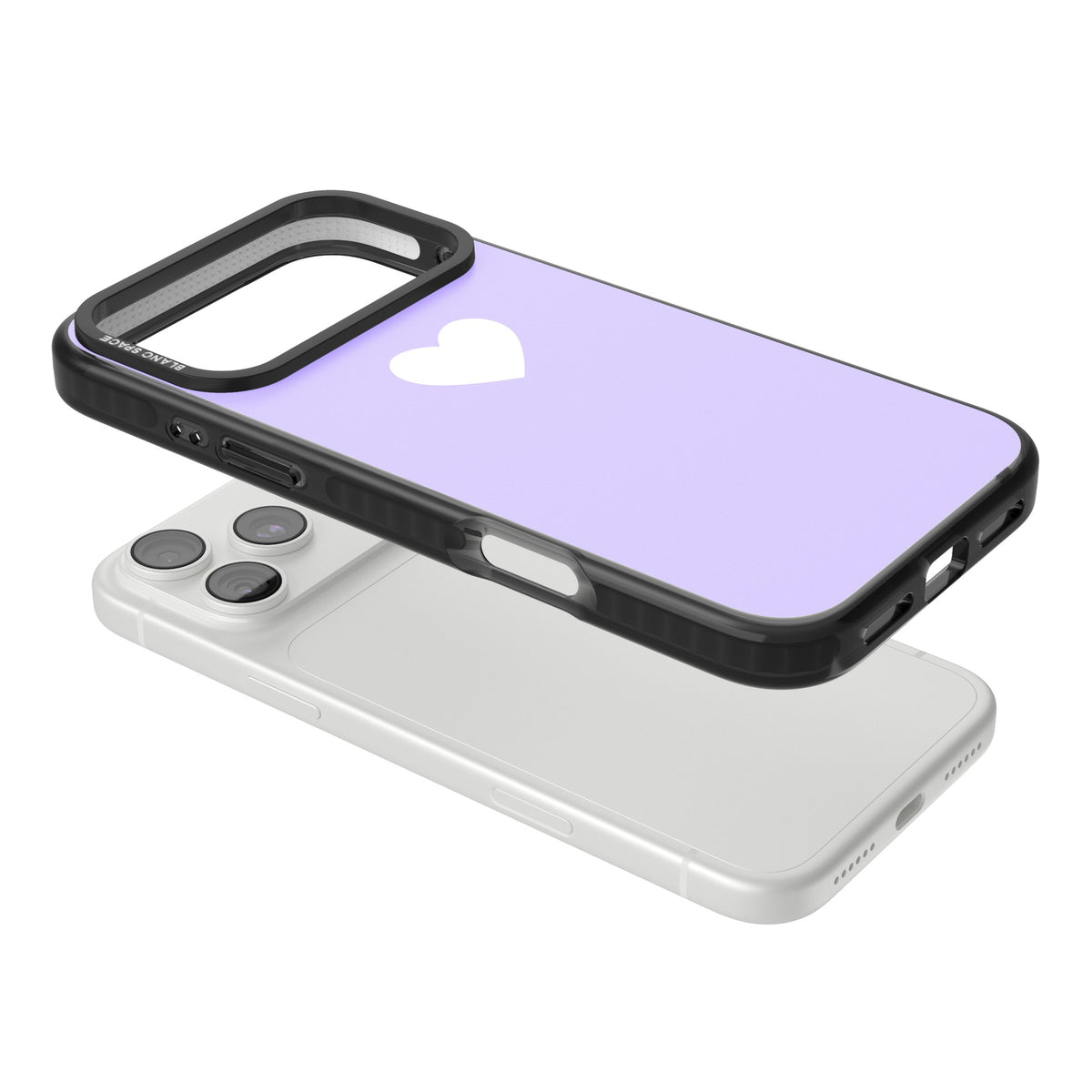 Pale Purple Heart iPhone 18 Pro Max Impact Pro Black Phone Case angled