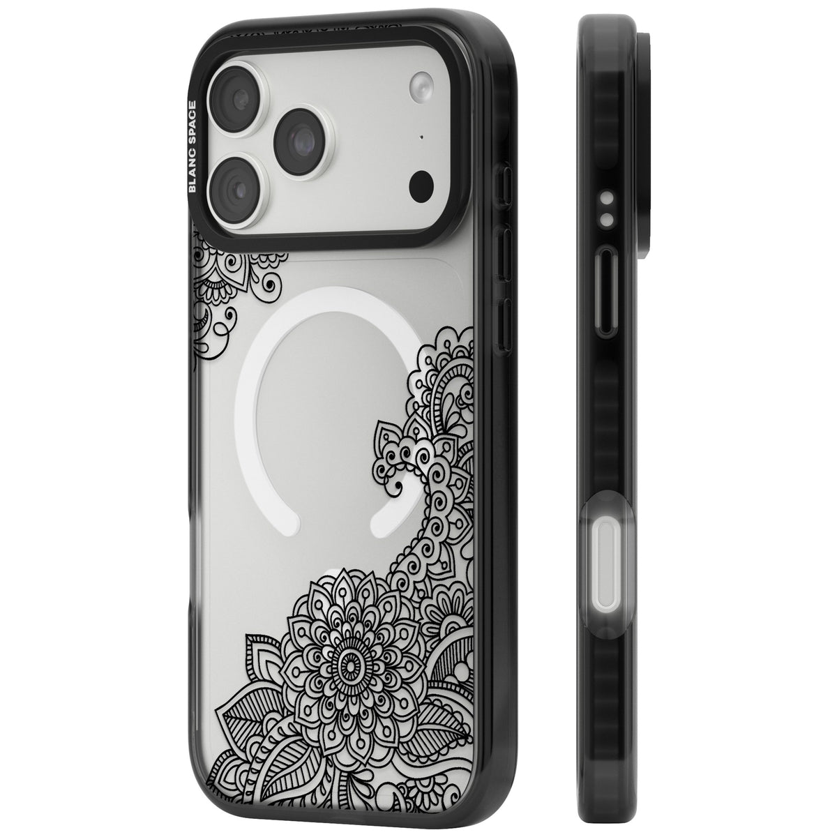Black Henna Botanicals iPhone 18 Pro Max Impact Pro Black Phone Case side