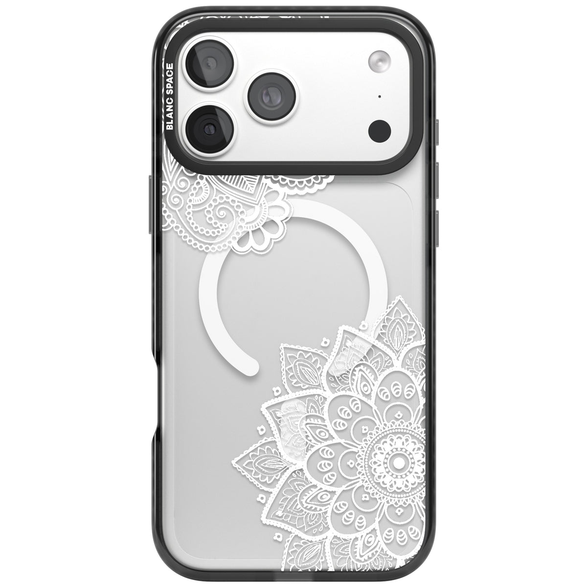 White Henna Florals iPhone 18 Pro Max Impact Pro Black Phone Case front