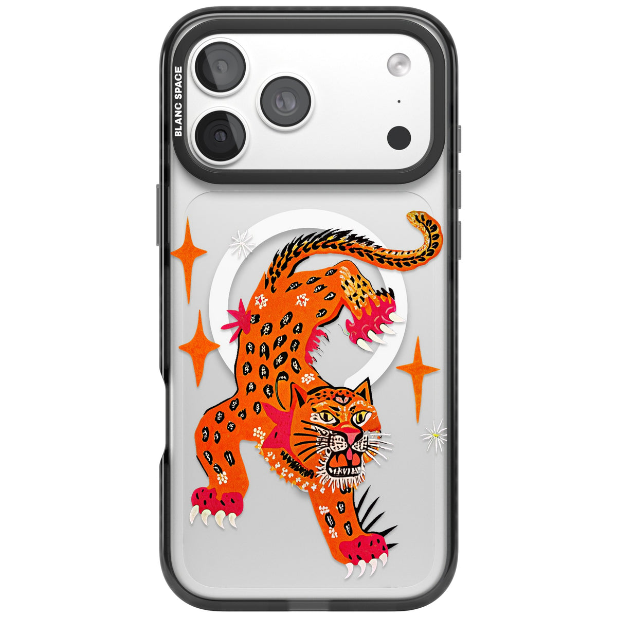 Fierce Jaguar Clear iPhone 18 Pro Max Impact Pro Black Phone Case front
