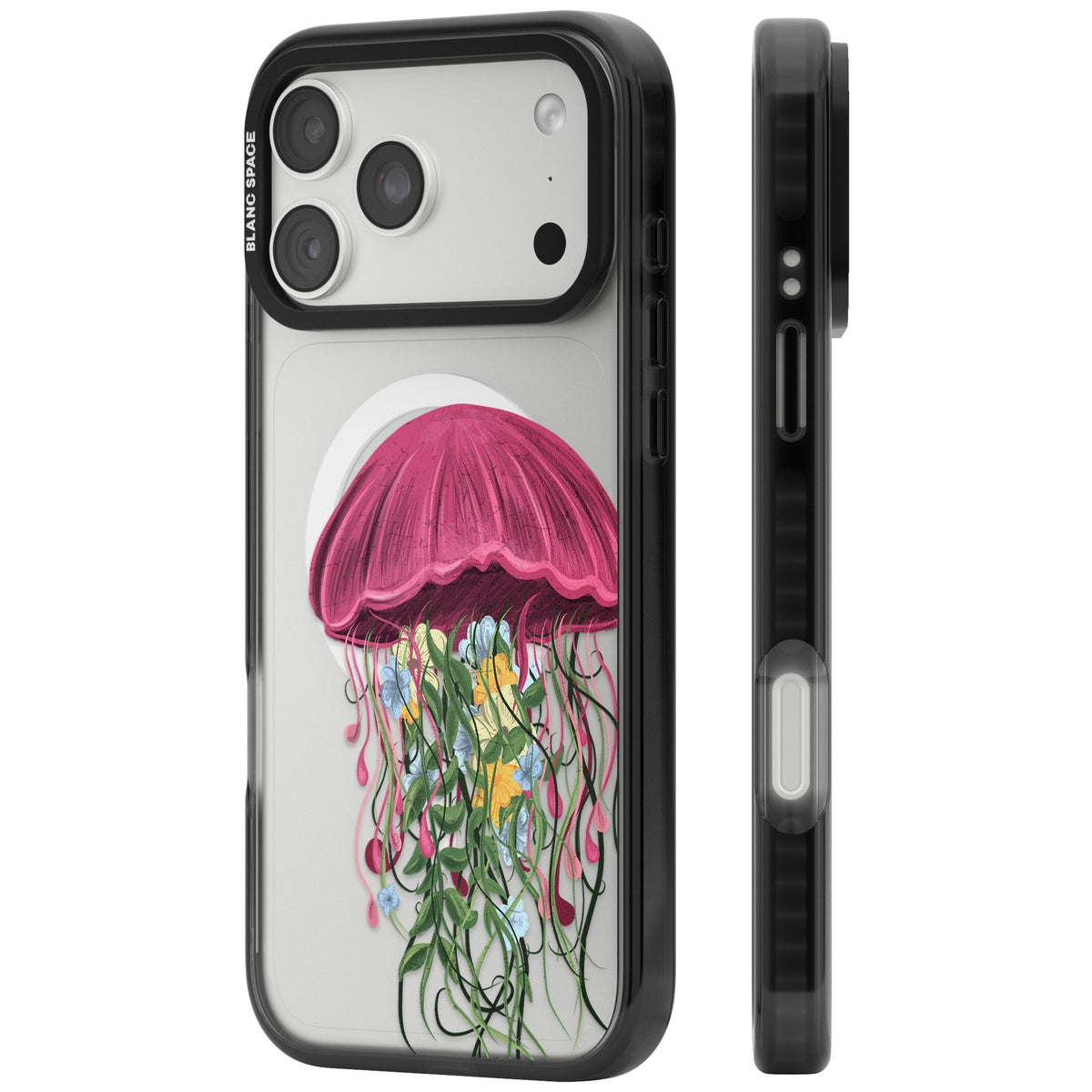 Botanical Jellyfish iPhone 18 Pro Max Impact Pro Black Phone Case side