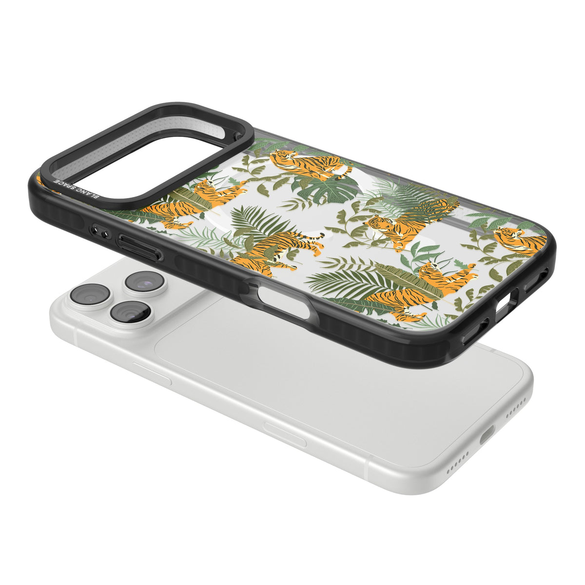 Tiger & Fern Jungle iPhone 18 Pro Max Impact Pro Black Phone Case angled