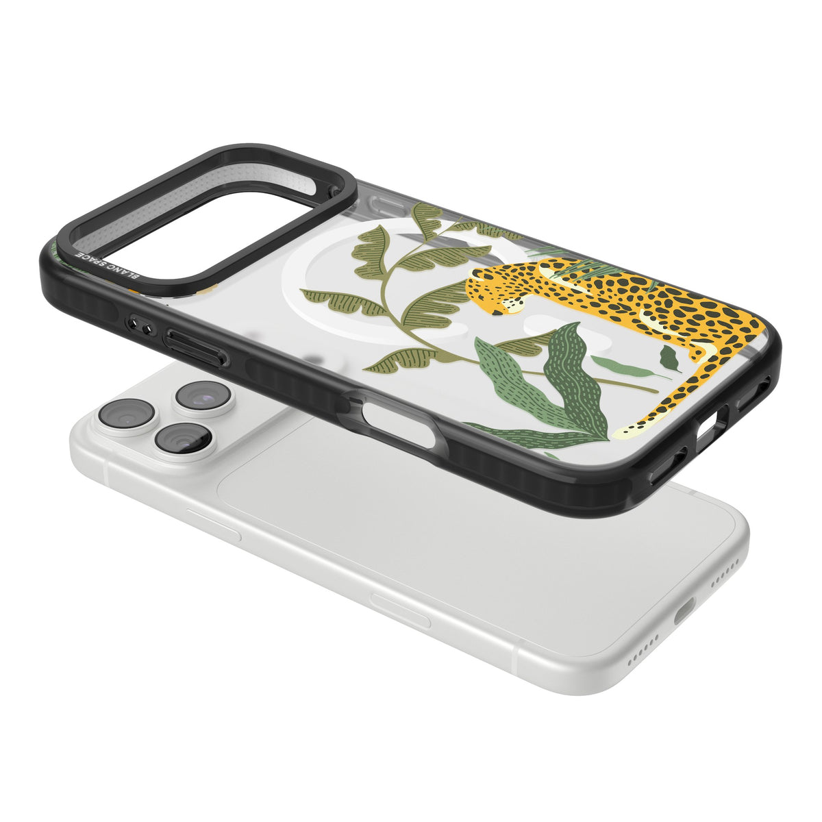 Large Jungle Cat Pattern iPhone 18 Pro Max Impact Pro Black Phone Case angled