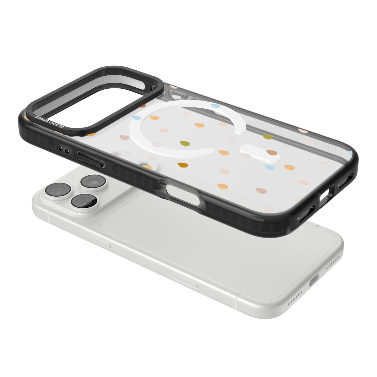 Pastel Raindrops iPhone 18 Pro Max Impact Pro Black Phone Case angled