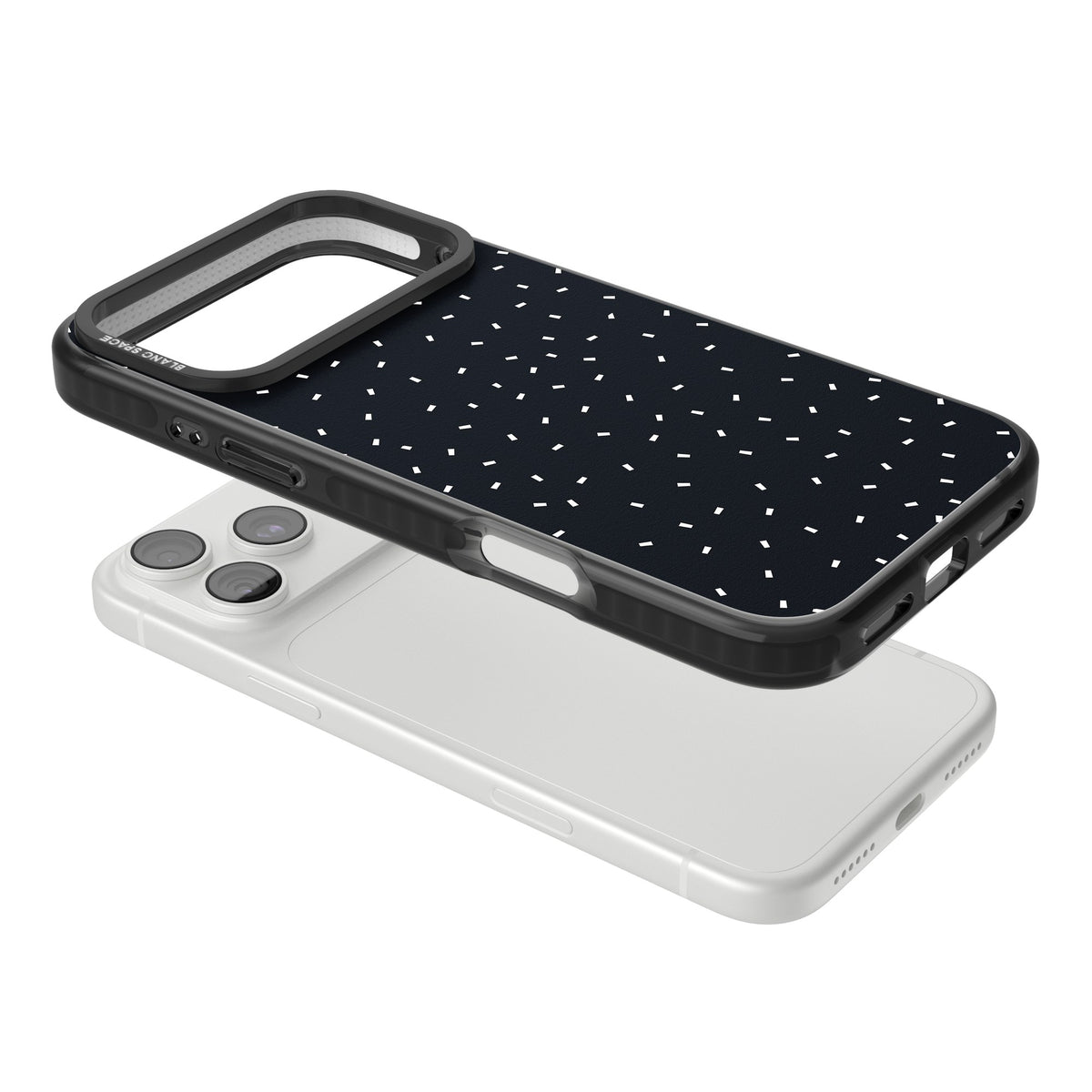 Confetti (Black) iPhone 18 Pro Max Impact Pro Black Phone Case angled