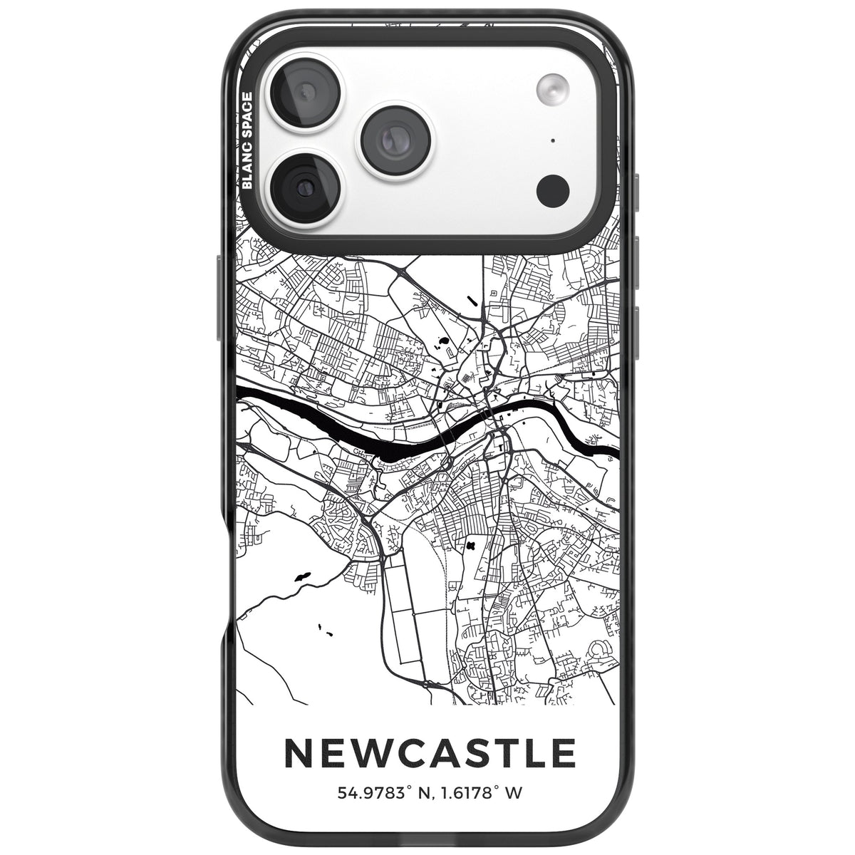 Newcastle City Map iPhone 18 Pro Max Impact Pro Black Phone Case front