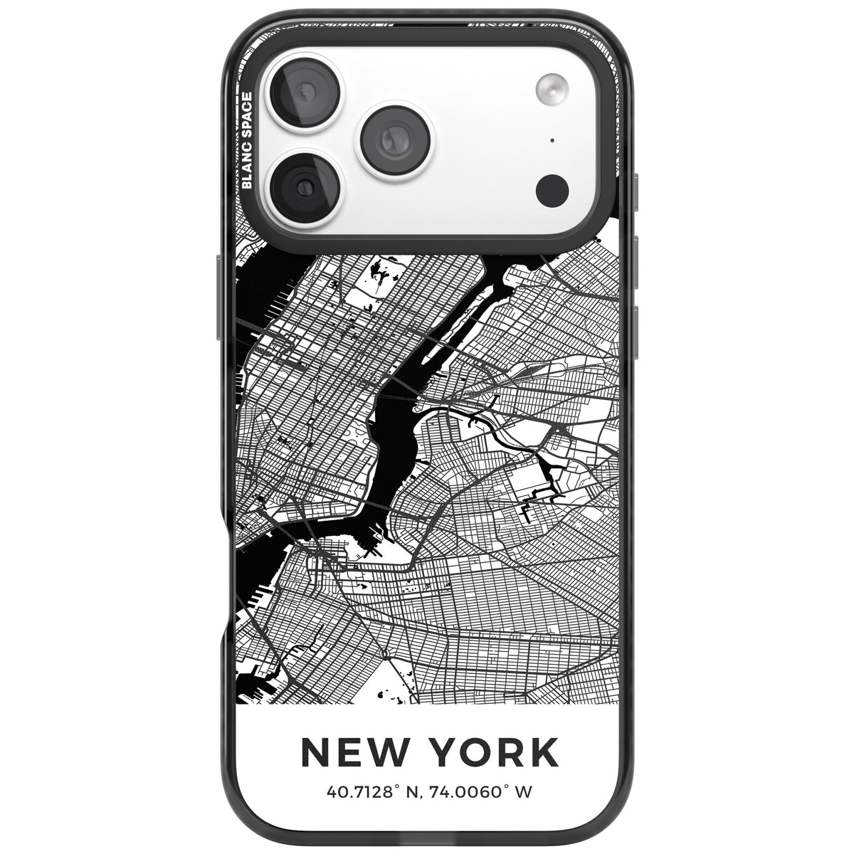 New York Map iPhone 18 Pro Max Impact Pro Black Phone Case front