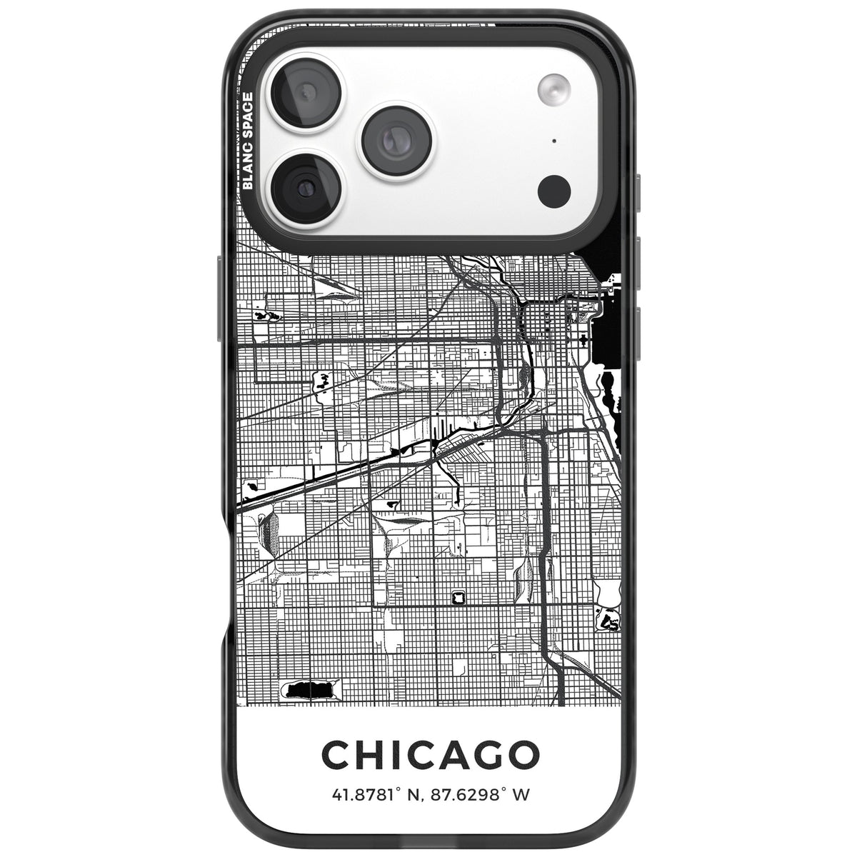 Chicago Map iPhone 18 Pro Max Impact Pro Black Phone Case front