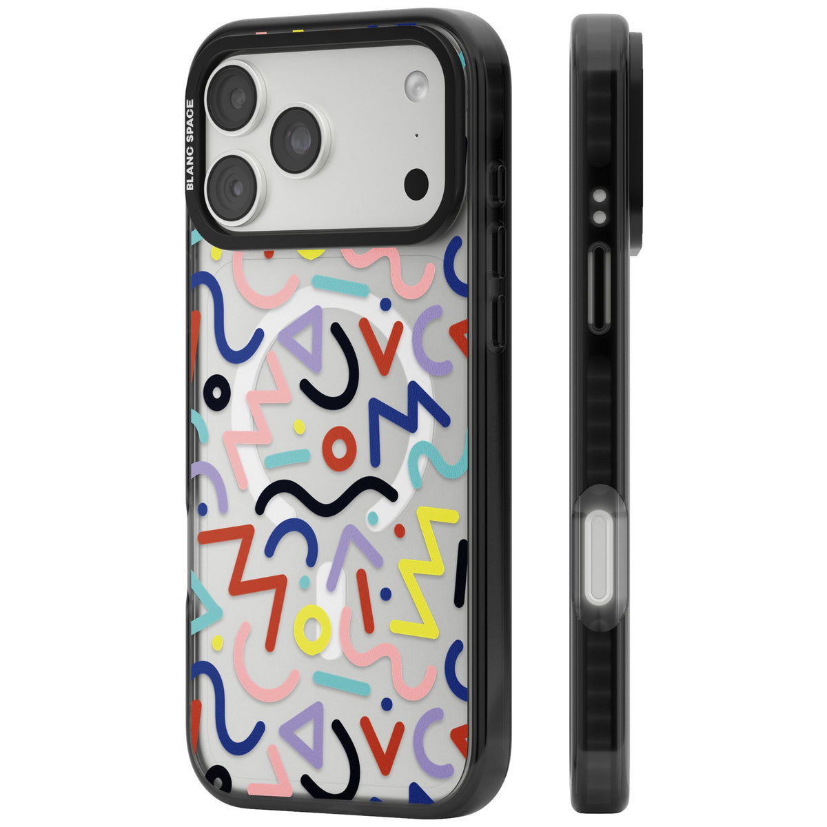 Memphis Retro Pattern iPhone 18 Pro Max Impact Pro Black Phone Case side
