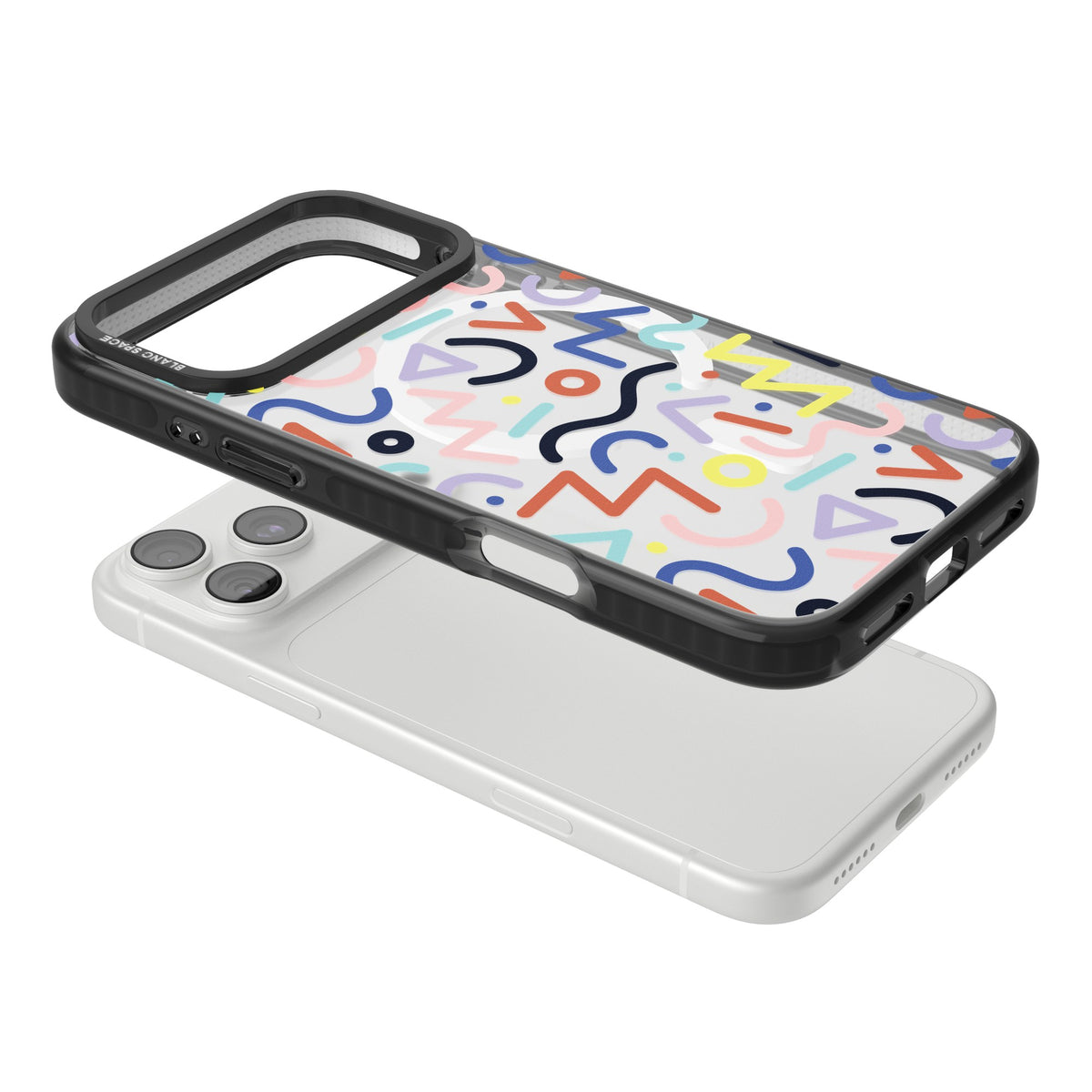 Memphis Retro Pattern iPhone 18 Pro Max Impact Pro Black Phone Case angled