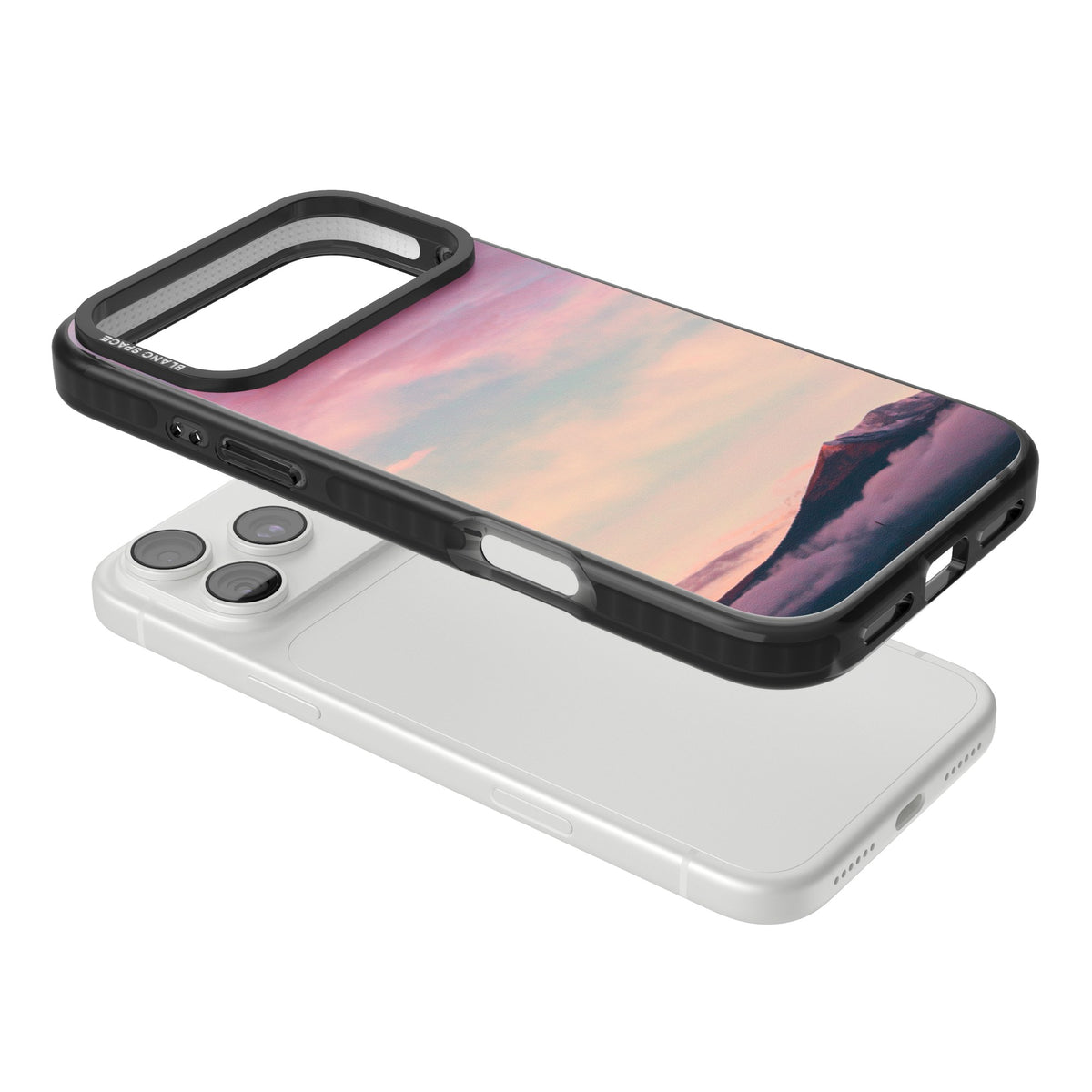 Pastel Mountain Sunset iPhone 18 Pro Max Impact Pro Black Phone Case angled
