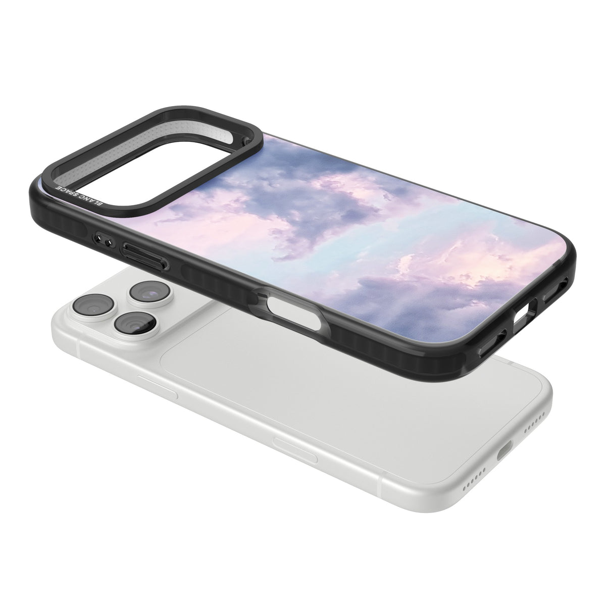 Lavender Clouds iPhone 18 Pro Max Impact Pro Black Phone Case angled