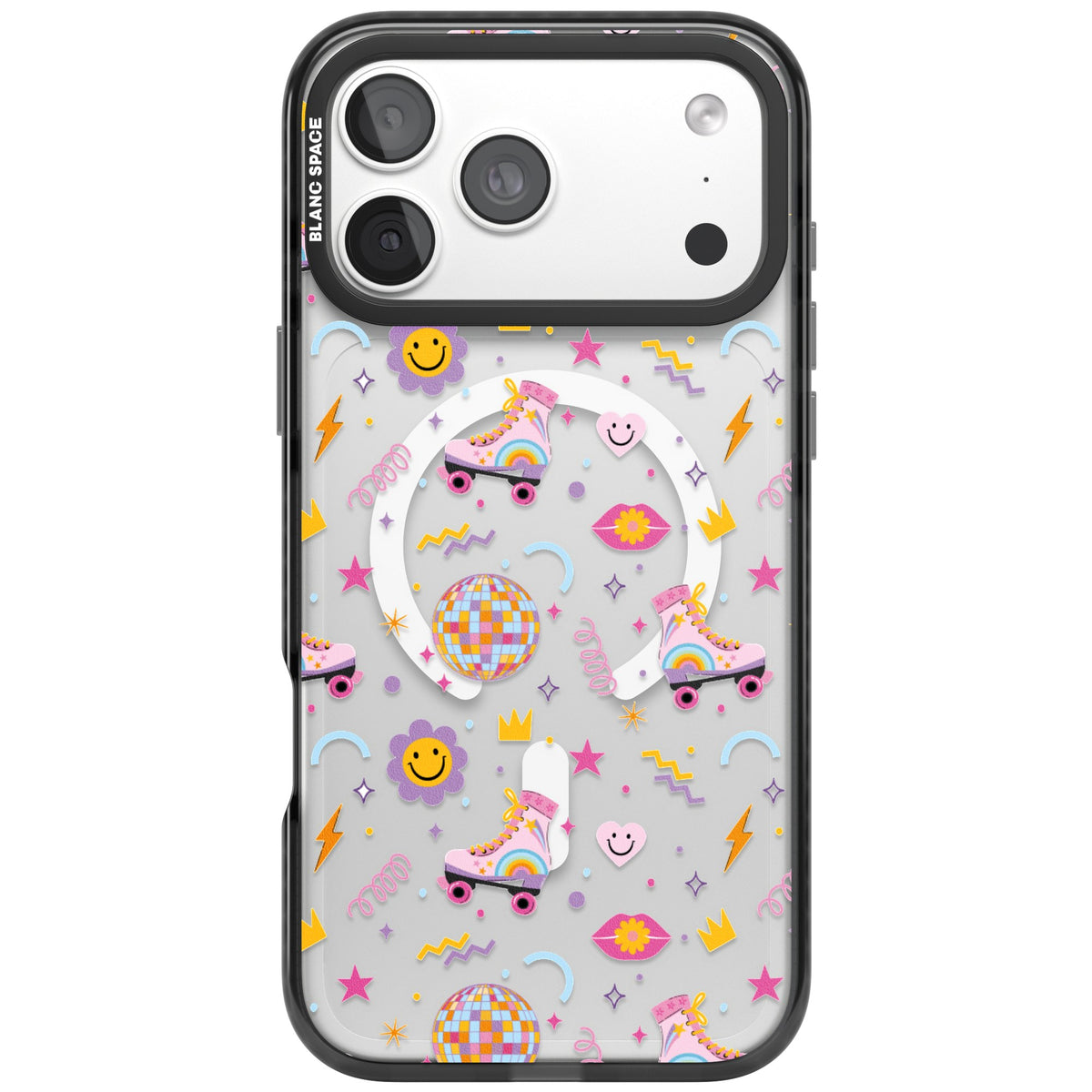 Roller Disco Pattern iPhone 18 Pro Max Impact Pro Black Phone Case front