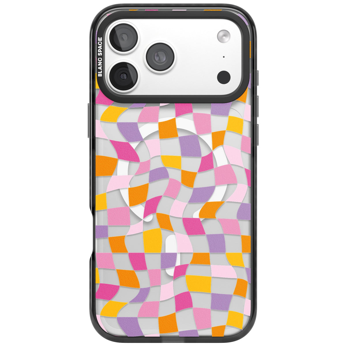 Wonky Squares Pattern iPhone 18 Pro Max Impact Pro Black Phone Case front