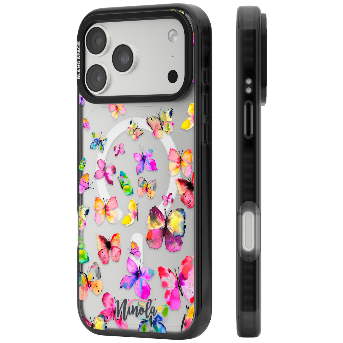 Watercolor Butterflies iPhone 18 Pro Max Impact Pro Black Phone Case side