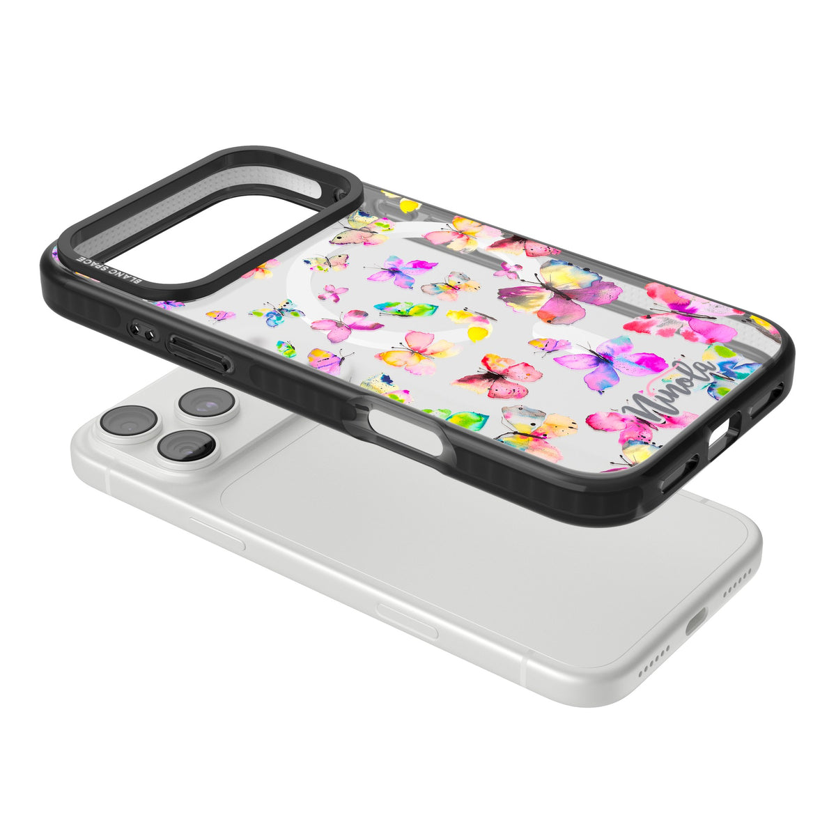 Watercolor Butterflies iPhone 18 Pro Max Impact Pro Black Phone Case angled