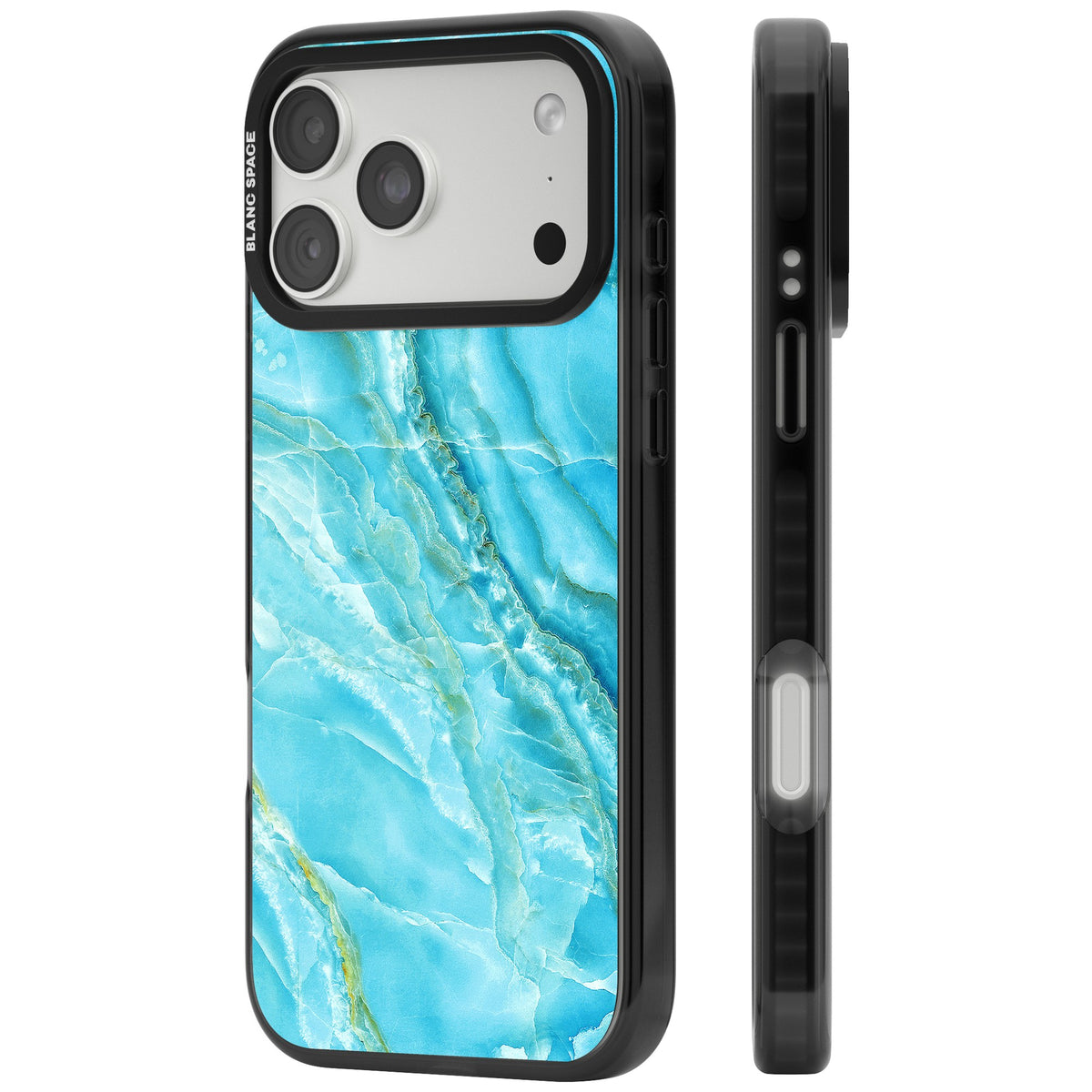 Blue Onyx Marble iPhone 18 Pro Max Impact Pro Black Phone Case side