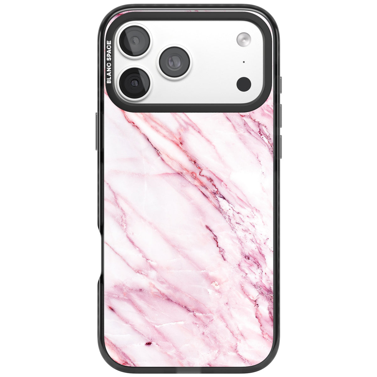 White Pink Onyx Marble iPhone 18 Pro Max Impact Pro Black Phone Case front