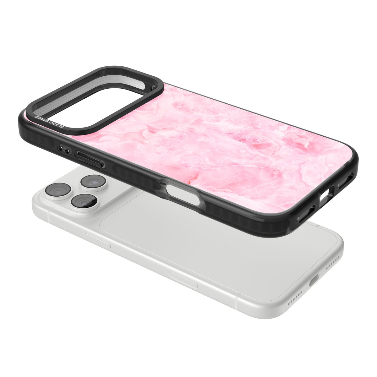 Pink Onyx Marble iPhone 18 Pro Max Impact Pro Black Phone Case angled