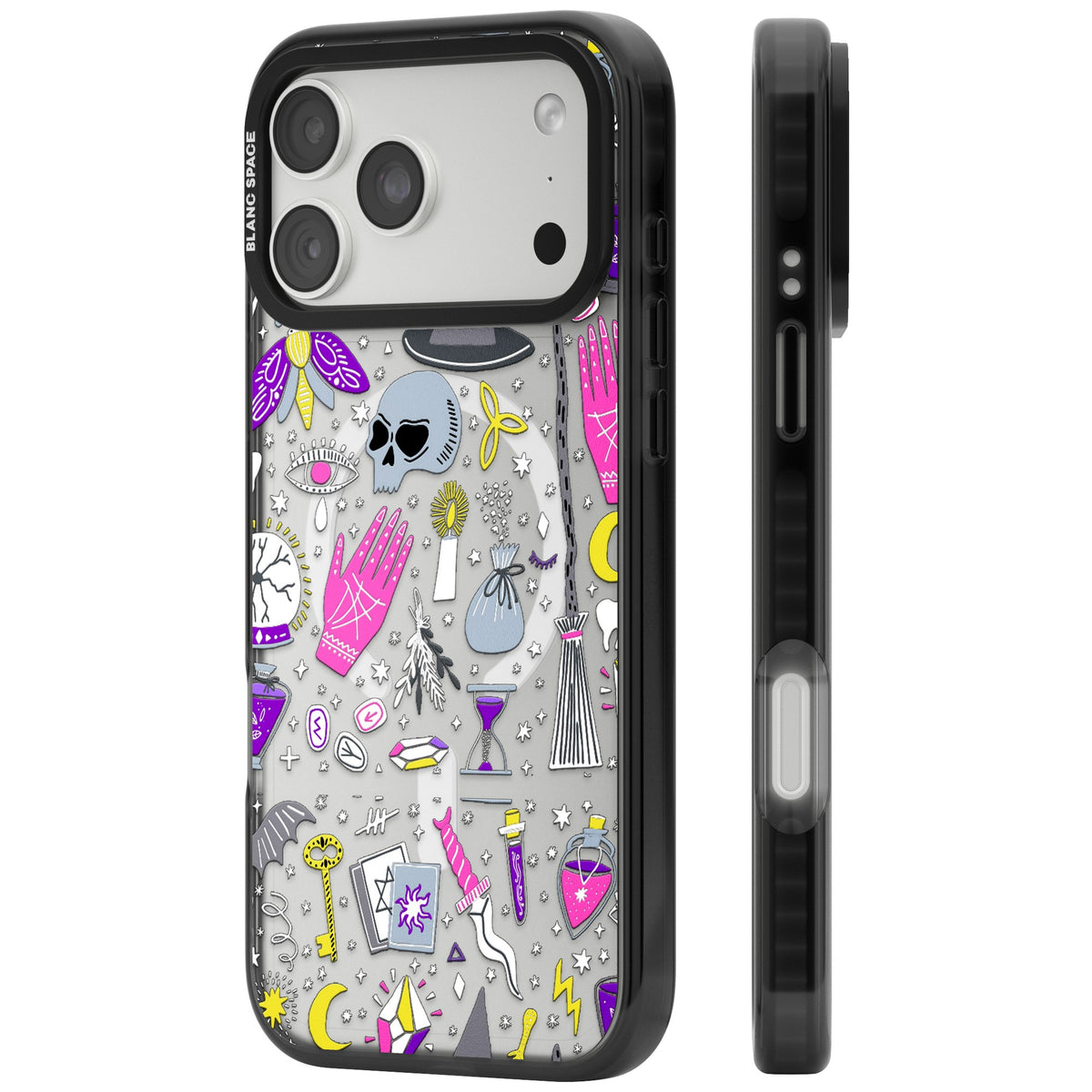 Black Magic Pattern iPhone 18 Pro Max Impact Pro Black Phone Case side