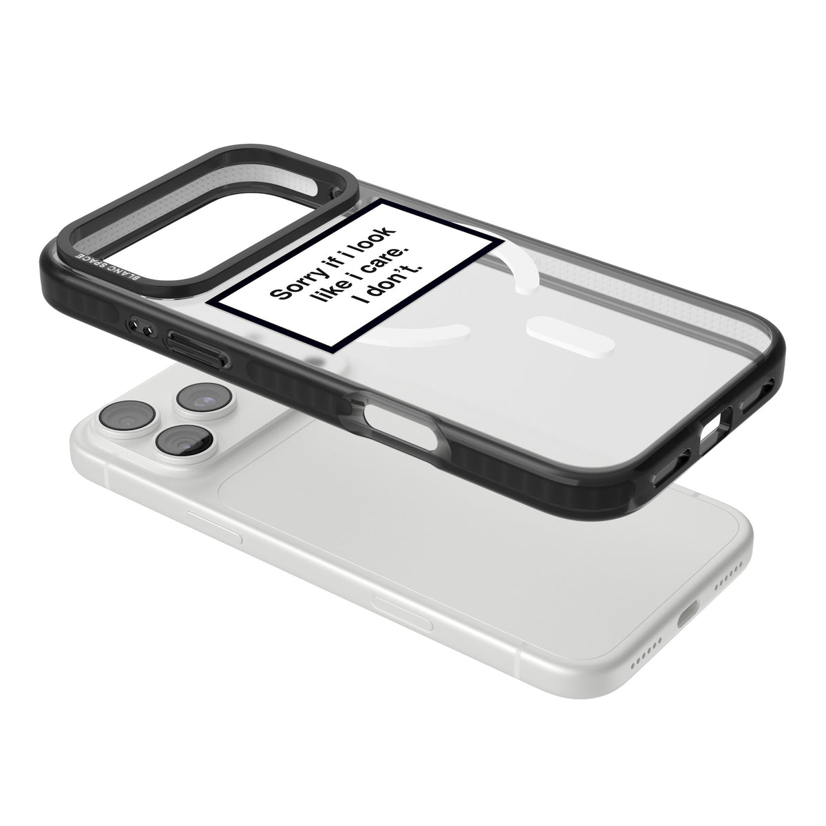 Sorry If I Look Like I Care iPhone 18 Pro Max Impact Pro Black Phone Case angled
