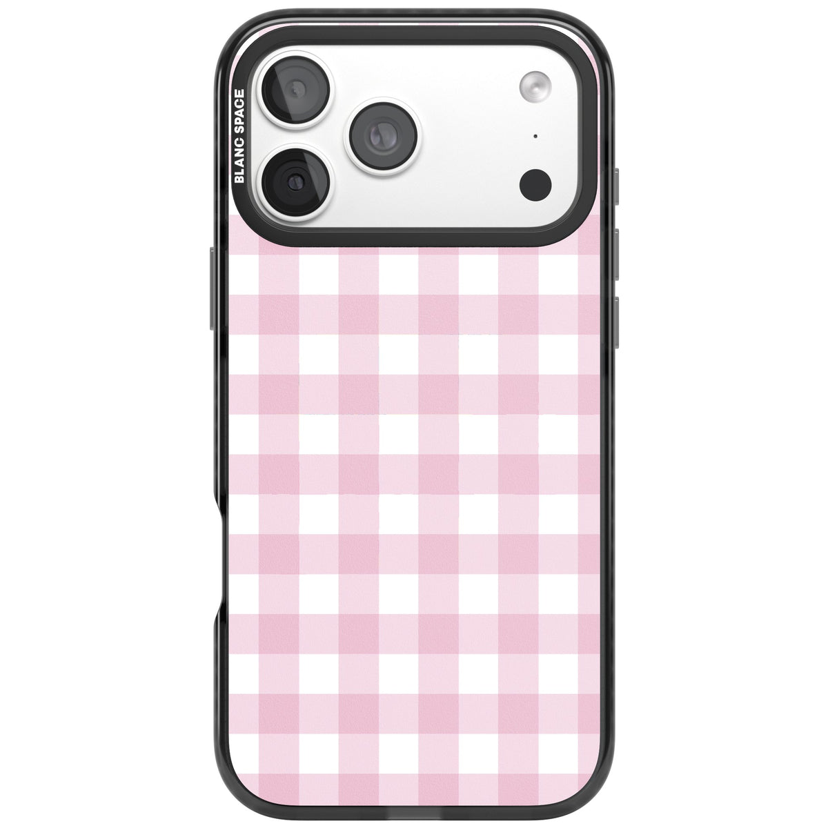 Pink Gingham iPhone 18 Pro Max Impact Pro Black Phone Case front