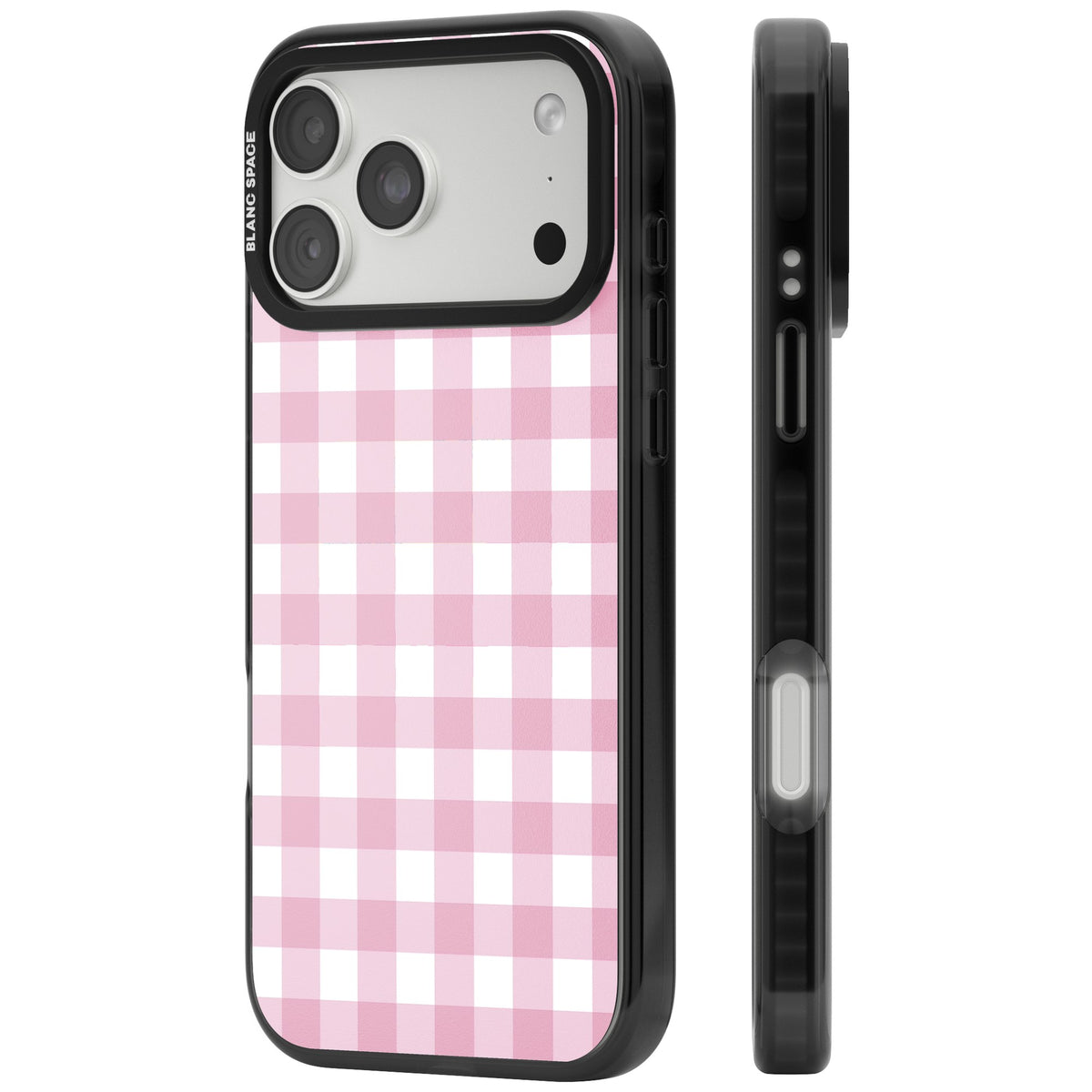 Pink Gingham iPhone 18 Pro Max Impact Pro Black Phone Case side