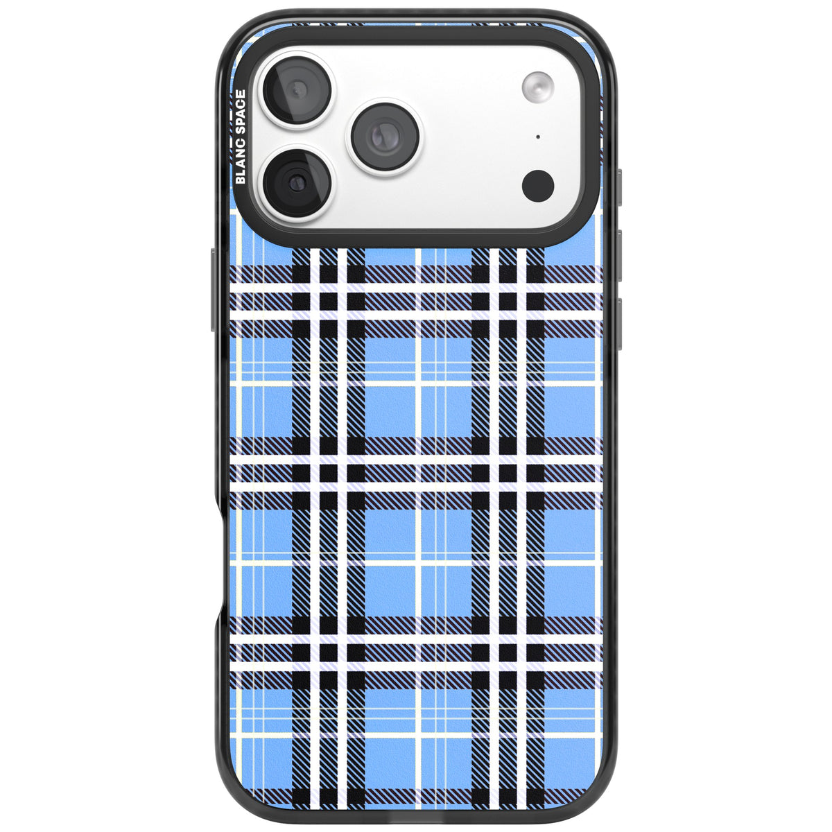 Blue Plaid iPhone 18 Pro Max Impact Pro Black Phone Case front