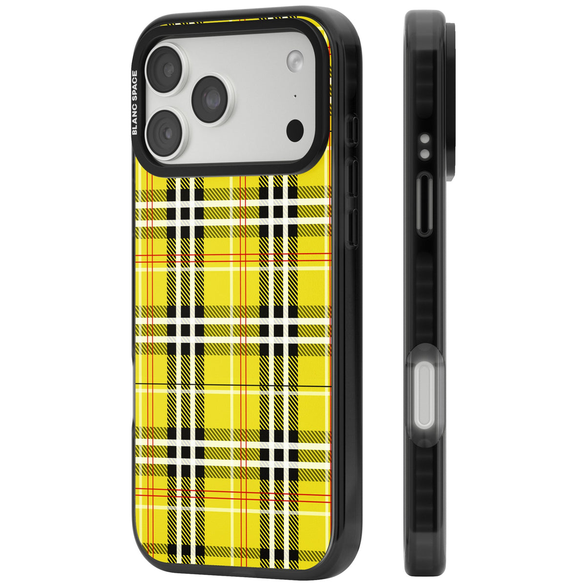 Yellow Plaid iPhone 18 Pro Max Impact Pro Black Phone Case side
