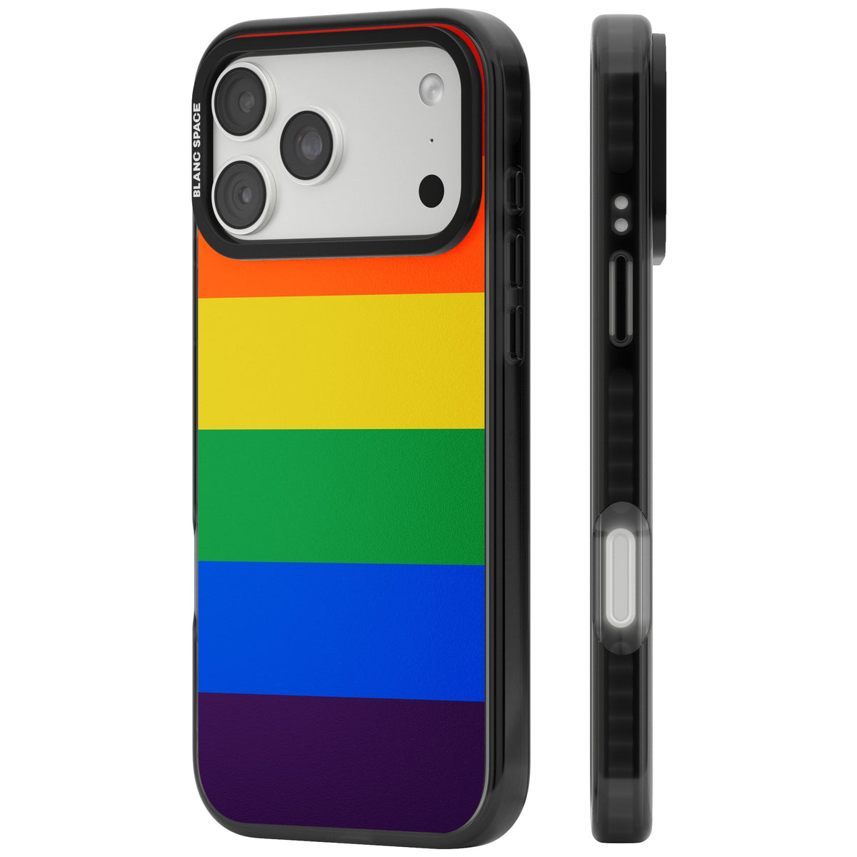 Rainbow Stripes iPhone 18 Pro Max Impact Pro Black Phone Case side