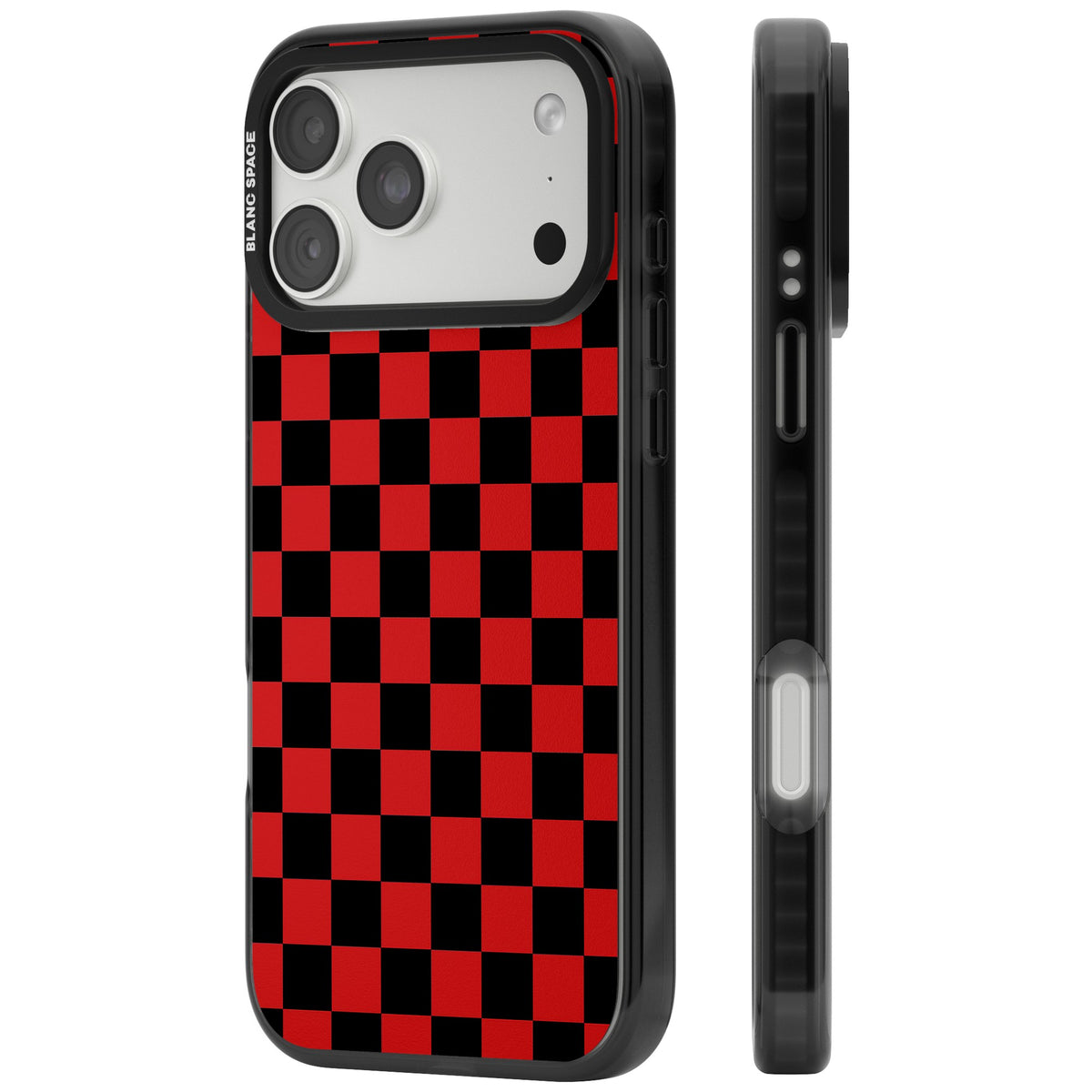 Crimson Check iPhone 18 Pro Max Impact Pro Black Phone Case side