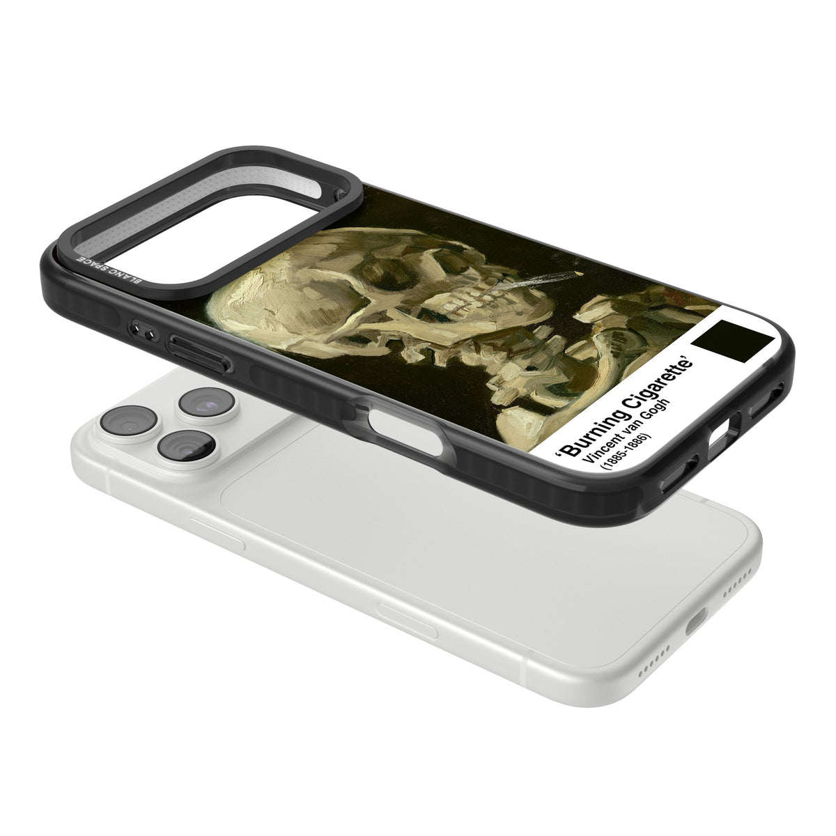 Skull Of A Skeleton With Burning Cigarette iPhone 18 Pro Max Impact Pro Black Phone Case angled
