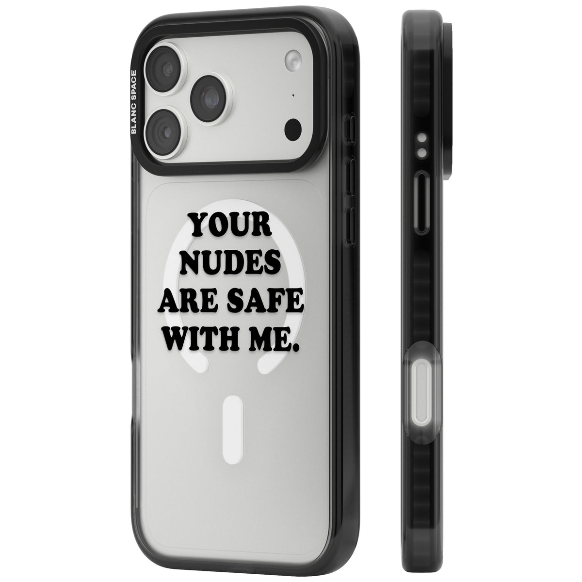Your Nudes Are Safe Black iPhone 18 Pro Max Impact Pro Black Phone Case side