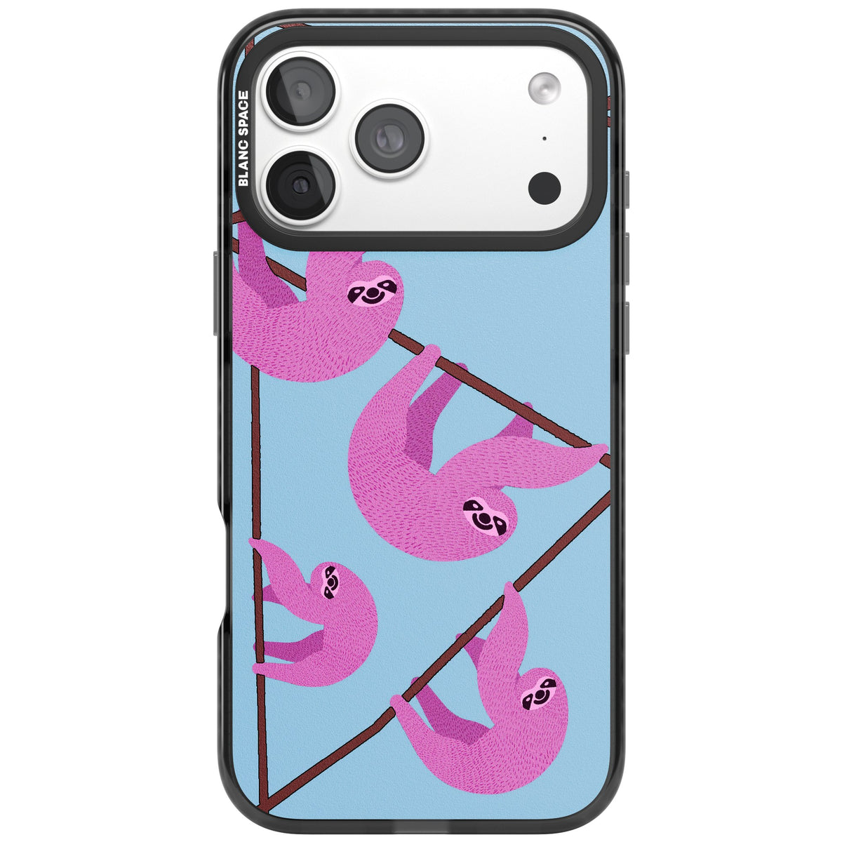 Pink Sloth iPhone 18 Pro Max Impact Pro Black Phone Case front