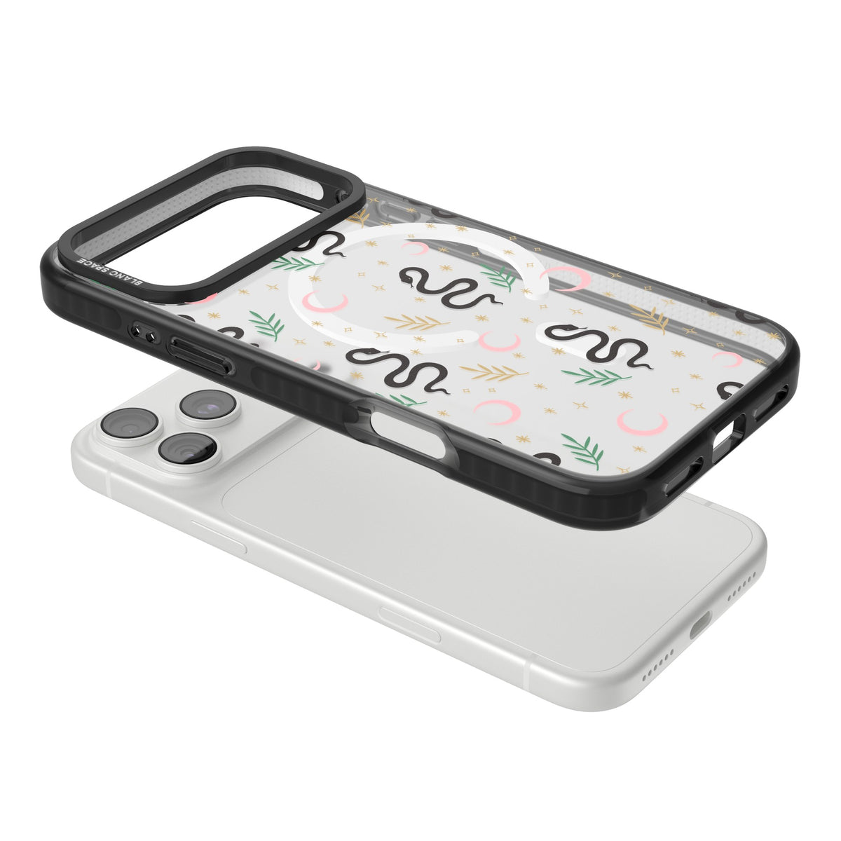 Snakes & Moons iPhone 18 Pro Max Impact Pro Black Phone Case angled