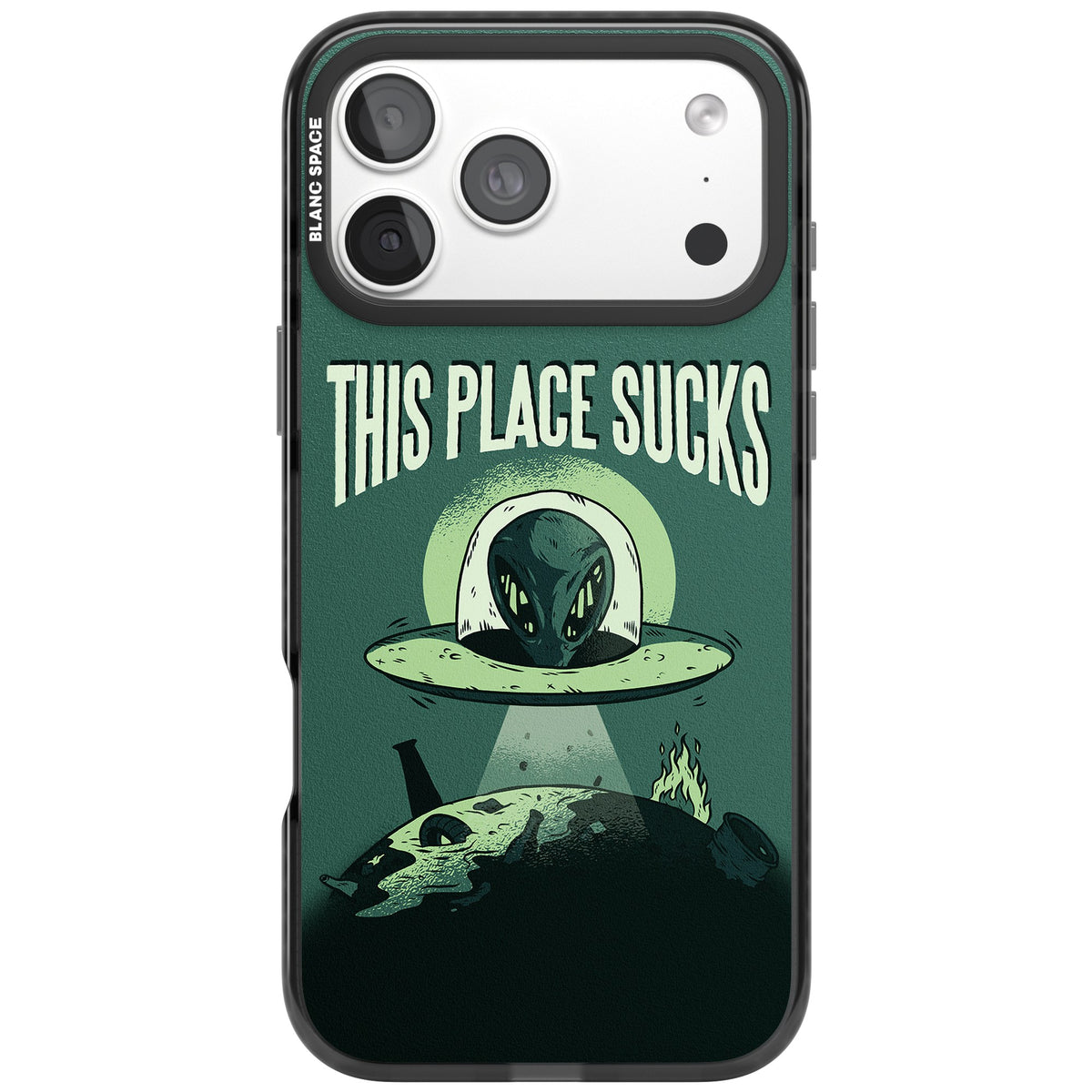 Earth Sucks iPhone 18 Pro Max Impact Pro Black Phone Case front