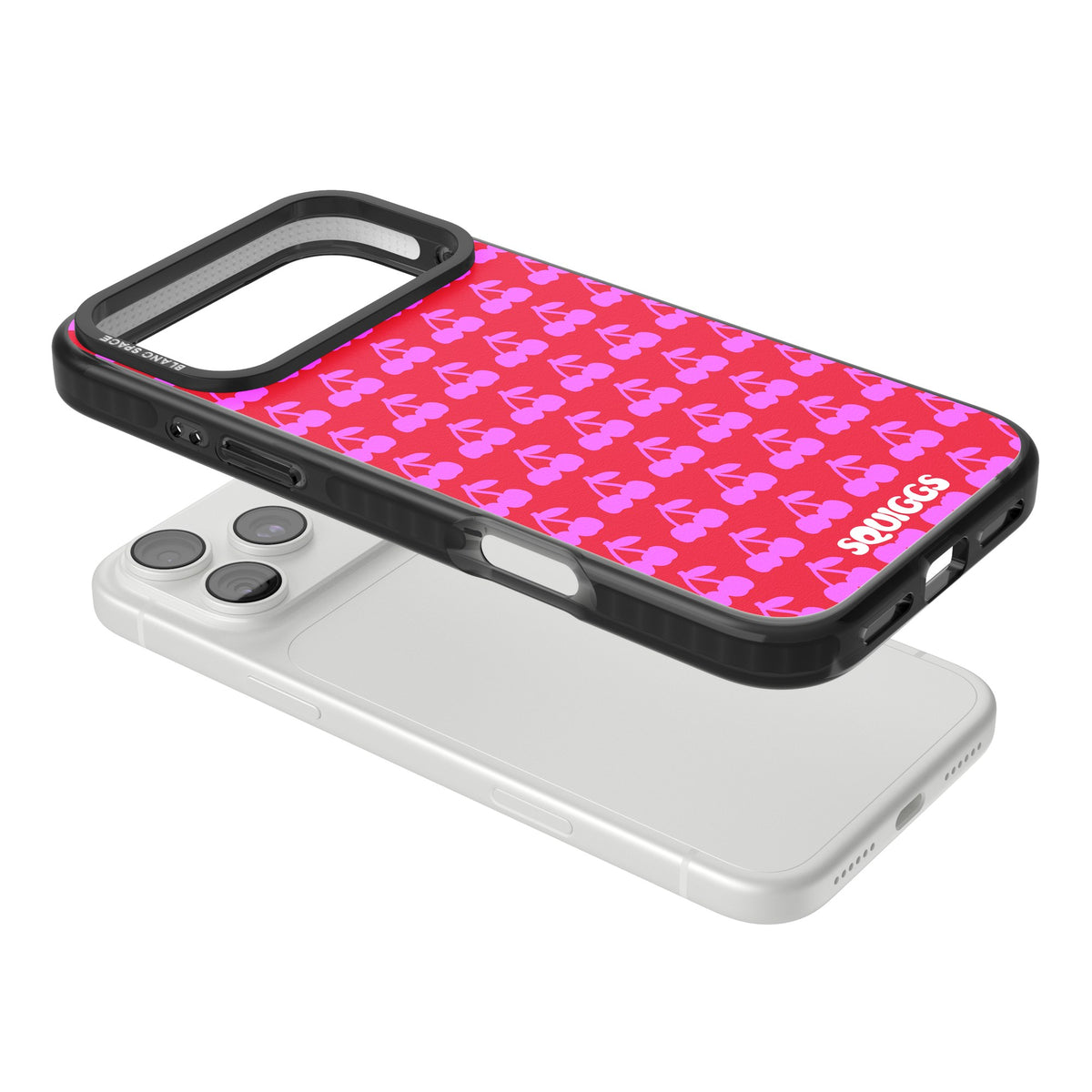 Red Cherries iPhone 18 Pro Max Impact Pro Black Phone Case angled