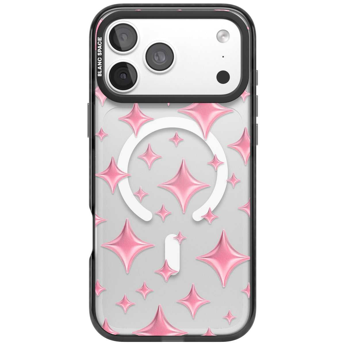 Pink Puff Sparkle Pattern iPhone 18 Pro Max Impact Pro Black Phone Case front