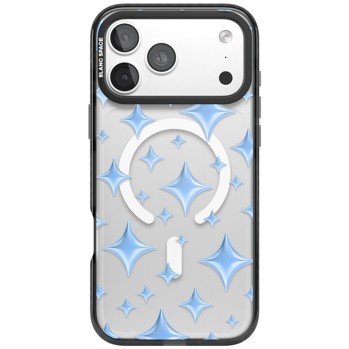 Blue Puff Sparkle Pattern iPhone 18 Pro Max Impact Pro Black Phone Case front