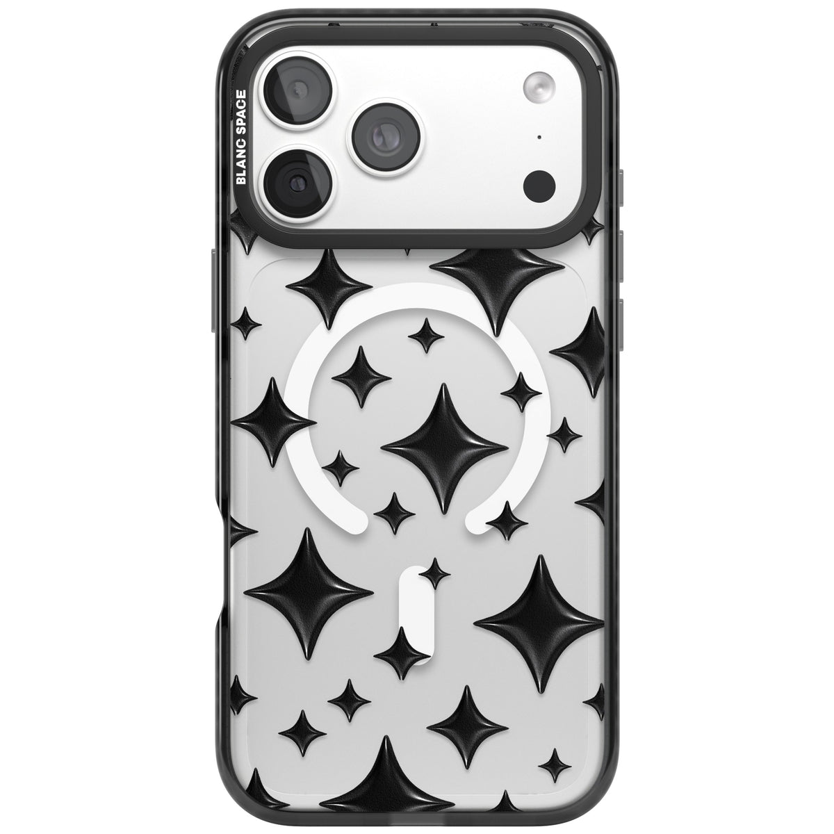 Black Puff Sparkle Pattern iPhone 18 Pro Max Impact Pro Black Phone Case front