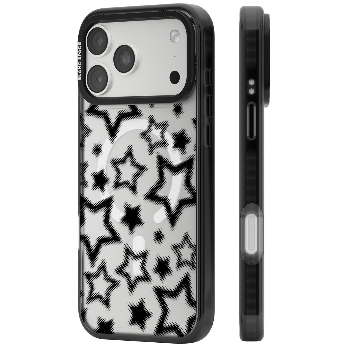 Black Halftone Stars (Clear) iPhone 18 Pro Max Impact Pro Black Phone Case side